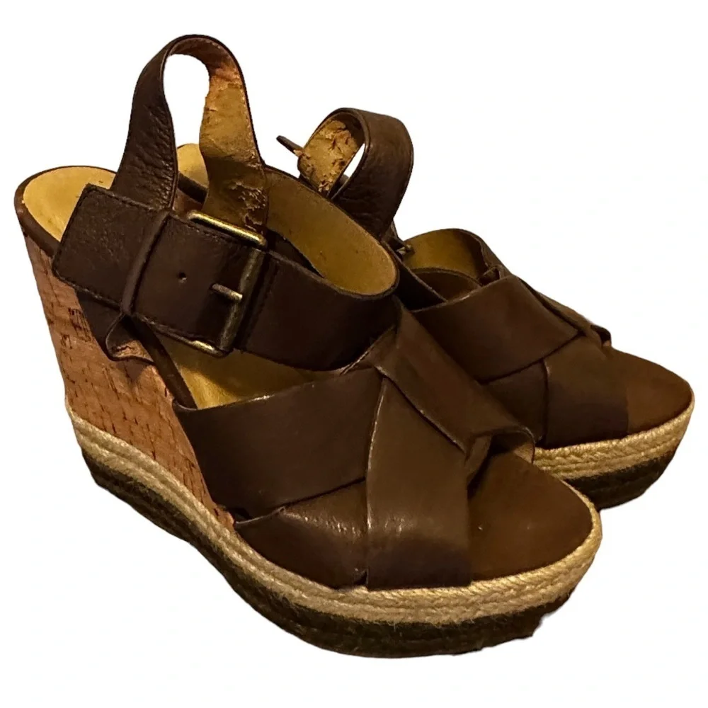 Levity Carlita Leather Wedge Heels as‎ is